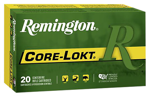 Remington Rifle Ammuntion R30065, 30-06 Springfield, Core-Lokt Pointed Soft Point (SP), 180 GR, 2700 fps, 20 Rd/bx