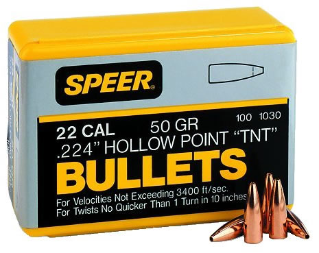 Speer 22 Caliber 46 Grain Flat Nose Cannelure 100/Box (1024), Not Loaded
