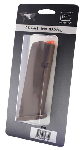 Glock G17 Magazine, 9mm Luger, 17 Rounds, Flat Dark Earth, Detachable (47459)