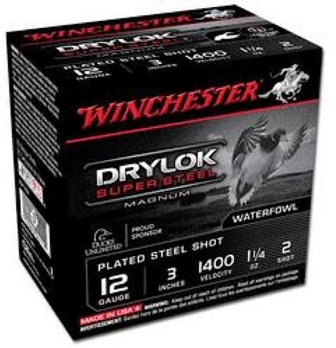 Winchester Super X Dryloc Super Steel Shotshells XSV1232, 12 Gauge, 3", 1-1/4 oz, 1375 fps, #2 Steel Shotshells Shot, 25 Rds/Bx