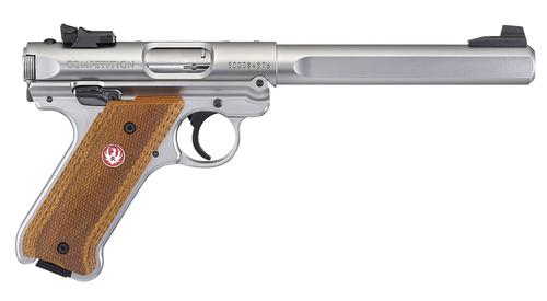 Ruger Mark IV Competition Pistol 40112, 22 Long Rifle, 6.88", Laminate Wood Grips, Stainless Steel Finish, 10 Rds