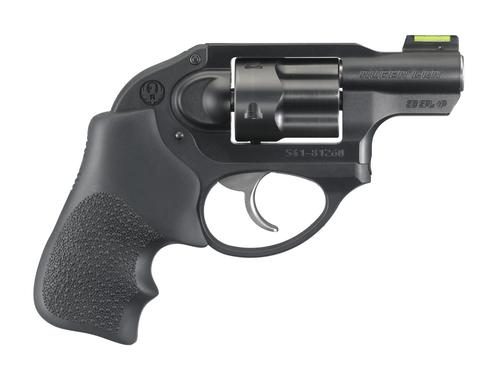 Ruger LCR Lightweight Compact Revolver 05418, 38 Special, 1.87 in, Hogue Grip, Matte Black Finish, Green Fiber Optic Sight, 5 Rd