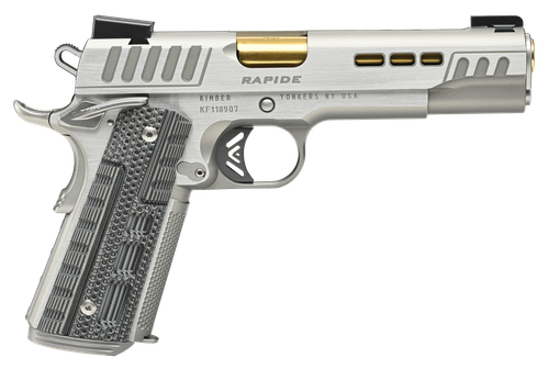Kimber Rapide Dawn Pistol 3000424, 1911-Style, 5in, Black & Gray G10 Grips, Stainless Finish, 8 Rds