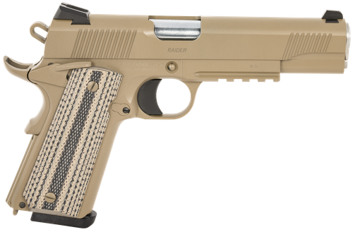 Tisas 1911 Raider SAO Pistol 10100505, 45 ACP, 5", G10 Grips, Carbon Steel Frame, Flat Dark Earth, 8 Rds