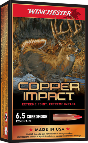 Winchester Deer Season XP Copper Rifle Ammunition X65DSLF, 6.5 Creedmoor, Copper Extreme Point, 125 GR, 2850 fps, 20 Rd/Bx