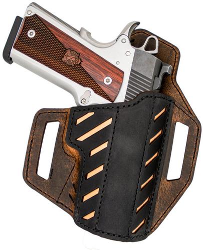 Versacarry Decree OWB Right Hand Holster, Size 2, Embedded Copper Spine, Brown Leather (821322)