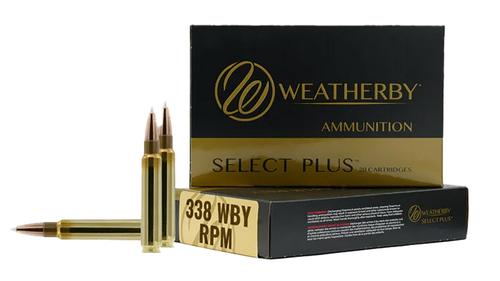 Weatherby Select Plus Rifle Ammunition B338185TTSX, 338 WBY RPM, TTSX Boat Tail, 185 gr, 3100 fps, 20 Rd/Bx