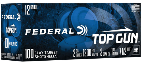 Federal Top Gun Shotshells TG1210075 , 12 Gauge, 2-3/4", 1-1/8 oz, 1200 fps, #7.5 Lead Shot, 100 Rds/Bx