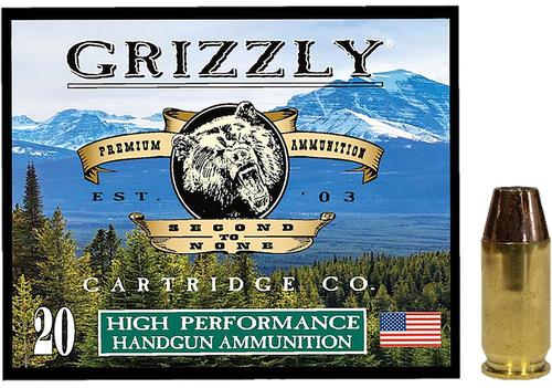 Grizzly Ammunition High Performance Pistol Ammunition GC45A+P8, 45 ACP, Jacketed Hollow Point (JHP), 230 GR, 1000 fps, 20 Rd/bx