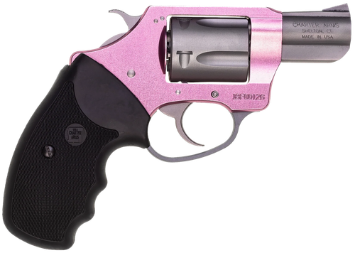 Charter Arms Pink Lady Revolver 53830, 38 Special, 2 in, Black Synthetic Grip, Pink Aluminum Alloy / Stainless Steel Finish, 5 Rd