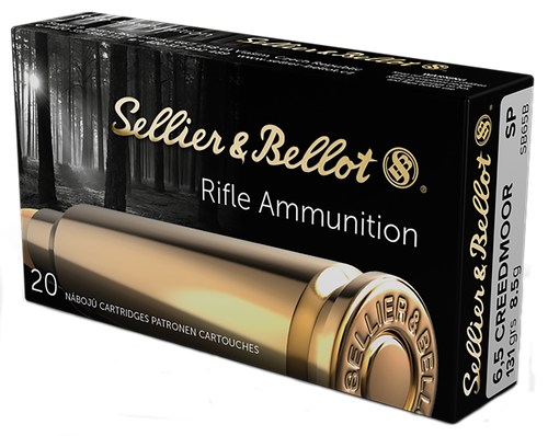 Sellier & Bellot Rifle Ammuntion SB65B, 6.5 Creedmoor, Soft Point, 131 GR, 2740 fps, 20 Rd/bx