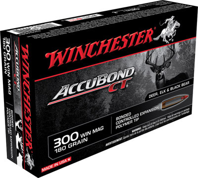Winchester Supreme Rifle Ammunition S300WMCT, 300 Winchester Mag, AccuBond CT, 180 GR, 2950 fps, 20 Rd/bx
