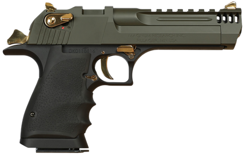 Magnum Research Desert Eagle L5 Pistol DE50L5MSG, 50 AE, 5.0in, Rubber Grips, Mil-Spec Green Cerakote, 7 Rds
