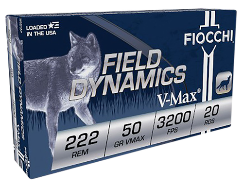 Fiocchi Shooting Dynamics Rifle Ammunition 222HVA, 222 Remington, V-Max, 50 GR, 20 Rd/bx