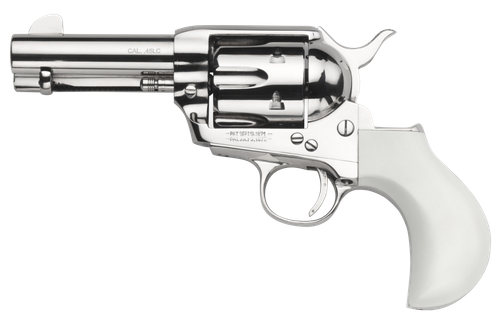Taylors 1873 Cattleman Revolver 200073, 357 Mag, 3.50", Ivory Birdshead Synthetic Grips, Nickel-Plated Finish, 6 Rds