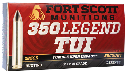 Fort Scott Munitions TUI Rifle Ammunition 350125SCV, 350 Legend, Solid Copper Spun, 125 gr, 2584 fps, 20 Rd/Bx