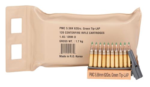 PMC Battle Pack Rifle Ammunition 556M55BP, 5.56x45mm NATO, Light Armor Piercing, 62 gr, 3100 fps, 120 Rd/Bx
