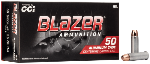 CCI Blazer Handgun Ammunition 3519, 38 Special +P, Full Metal Jacket (FMJ), 158 GR, 850 fps, 50 Rd/bx