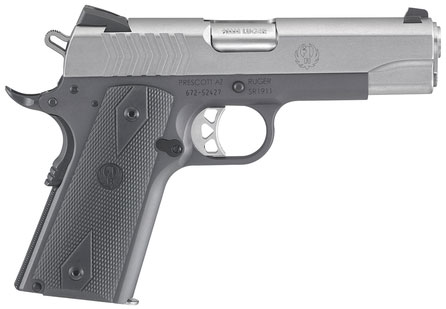 Ruger SR1911 Commander Pistol 6722, 9MM, 4.25 in, Rubber Grip, Stainless/Black Two Tone Finish, 9 Rd