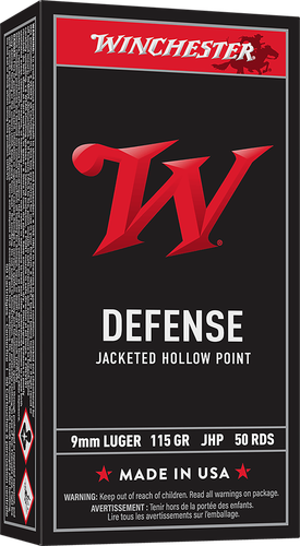 Winchester USA Pistol Ammunition USA9JHP, 9mm, Jacketed Hollow Point (JHP), 115 GR, 1225 fps, 50 Rd/bx