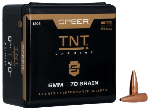 Speer 6MM Caliber 70 Grain TNT Hollow Point 100/Box (1206), Not Loaded