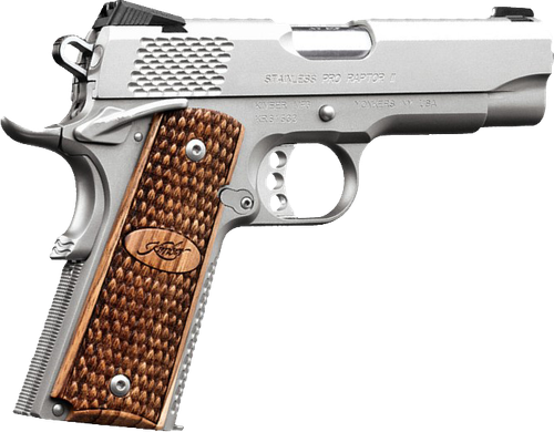 Kimber 3200195 Stainless Pro Raptor II Pistol - .45 ACP, 4 in Barrel, Satin Stainless Steel Frame/Slide, 8 Rd