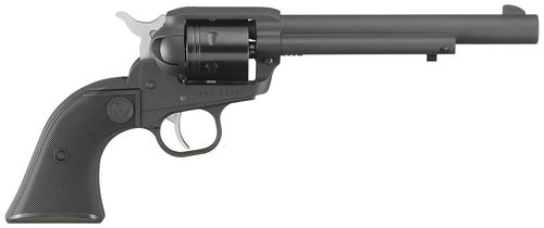 Ruger Wrangler SAO Revolver 2042, 22 LR, 6.50", Black Checkered Polymer Grips, Black Cerakote, 6 Rds