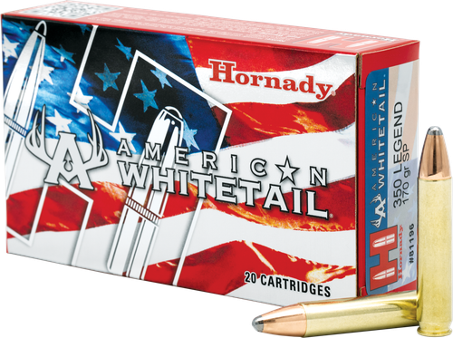 Hornady American Whitetail Rifle Ammunition 81196, 350 Legend, Interlock, 170 GR, 20 Rd/bx
