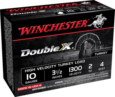 Winchester Supreme High Velocity Turkey Shotshells STH104, 10 Gauge, 3-1/2", 2 oz, 1300 fps, #4 Copper Pltd Lead Shot, 10 Rd/bx