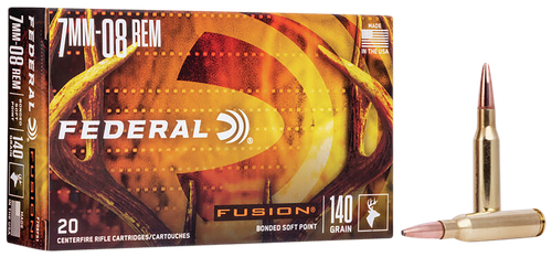 Federal Fusion Rifle Ammunition F708FS1, 7 mm-08 Remington, Fusion Ammunition, 140 GR, 2850 fps, 20 Rd/bx