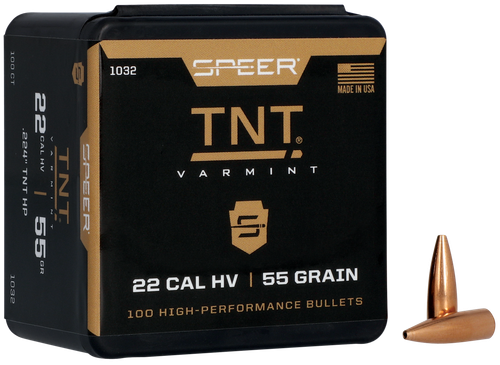 Speer 22 Caliber 55 Grain TNT Hollow Point Bullets 100 Per Box (1032), Not Loaded