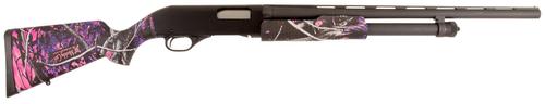 Savage 320 Pump Shotgun 22561, 20 Gauge, 22", 3" Chmbr, Mossy Oak Muddy Girl Synthetic Stock, Black Finish