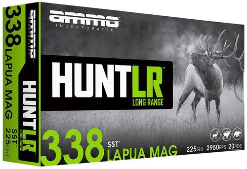 Ammo Inc Hunt Rifle Ammunition 338LM225STA20, 338 Lapua Mag, Super Shock Tip, 225 gr, 2950 fps, 20 Rd/Bx