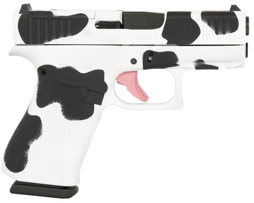 Glock 43X MOS Pistol PX4350204FRMOSMOO, 9mm, 3.41", Cow Print Textured Grips, Cow Print Cerakote Finish, 10 Rds