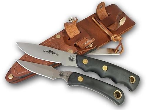 Knives of Alaska Alpha Wolf/Cub Bear Knife Set Steel Drop Point/Caper Sureg (00358FG)