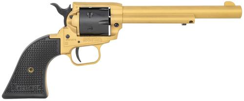 Heritage Rough Rider SAO Revolver RR22S6, 22 LR, 6.50", Black Polymer Grips, Gold Cerakote Finish, 6 Rds