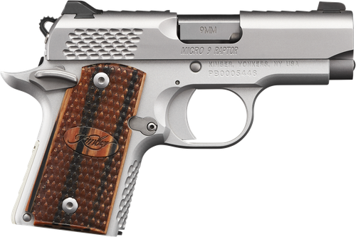 Kimber Micro 9 Raptor Carry Pistol 3300109, 9mm, 3.15", Zebra Wood Grips, Stainless Finish, 6 Rd