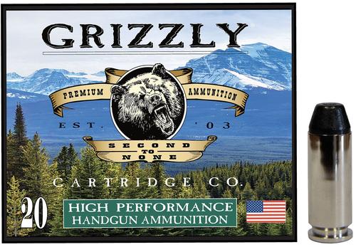 Grizzly Ammunition High Performance Pistol Ammunition GC10M10, 10mm Auto, Full Metal Jacket Flat Point, 220 GR, 1200 fps, 20 Rd/bx