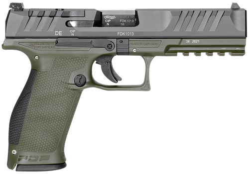 Walther PDP Optic Ready Pistol 2858363, 9mm Luger, 4.50", Duty Textured Polymer Grips, Green Finish, 18 Rds