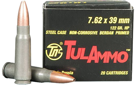 Tulammo Rifle Ammunition UL076202, 7.62mm X 39mm, Hollow Point (HP), 122 GR, 20 Rd/bx
