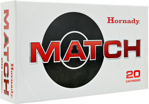 Hornady Rifle Ammunition 8097, 308 Winchester, Boat Tail Hollow Point Match, 168 GR, 2700 fps, 20 Rd/bx