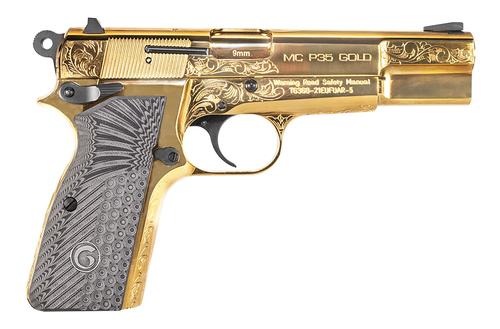 EAA MC P35 Pistol 390488, 9mm Luger, 4.87in, G10 Grips, Gold Plated Finish, 15 Rds