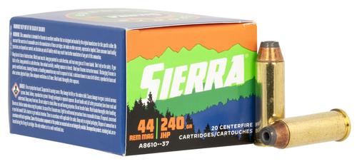 Sierra Outdoor Master Pistol Ammunition A861037, 44 Rem Mag, Jacket Hollow Point Sport Master, 240 gr, 20 Rd/Bx