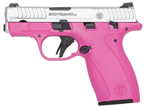 Smith & Wesson M&P Bodyguard 2.0 380 Pistol 14434, 380 ACP, 2.75", Pink Poly. Grips, Satin Stainless Slide, 12 Rds