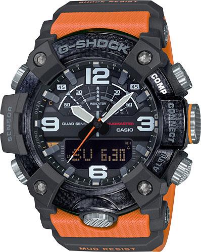 Casio G-Shock Mudmaster Master of G Watch, Matte Black w/White Accents, Orange Band (GGB100-1A9)