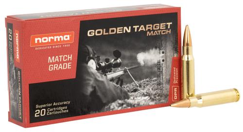 Normal Golden Target Match Rifle Ammunition 10177432, 308 Win, BTHP, 168 gr, 2570 fps, 20 Rd/Bx