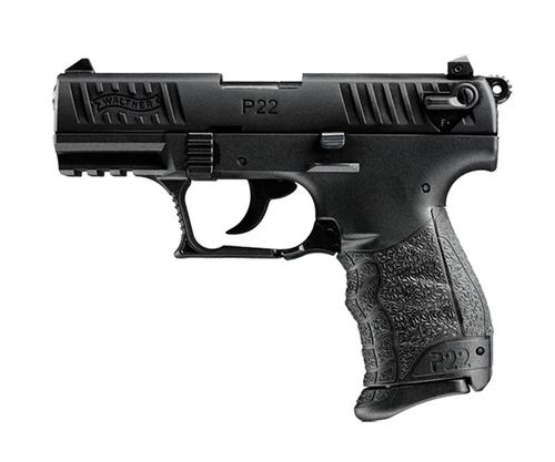 Walther P22CA Semi-Auto Pistol 5120333, 22 Long Rifle, 3.4", Black Polymer Grip/Frame, Black Finish, 10 Rds