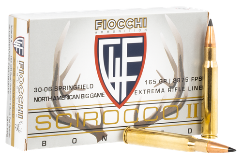 Fiocchi Extrema Rifle Ammunition A3006SCA, 30-06 Springfield, Swift Scirocco II Bonded, 165 gr, 2875 fps, 20 Rd/Bx