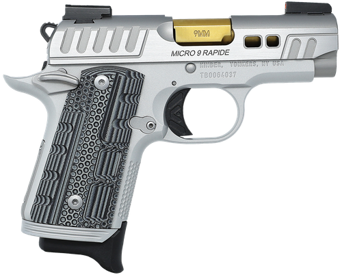 Kimber 3300230 Micro 9 Rapide Dawn - 9MM, 3.15 in Barrel, Black/Grey G10 Grips, KimPro II Silver Finish, 7 Rds