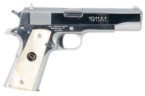 Iver Johnson 1911A1 Pistol 1911A138CHRWP, 38 Super, 5in, Pearl Grips, 8 Rds